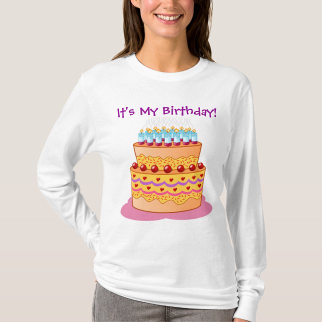 Camiseta Bolo de aniversário grande (Frente)