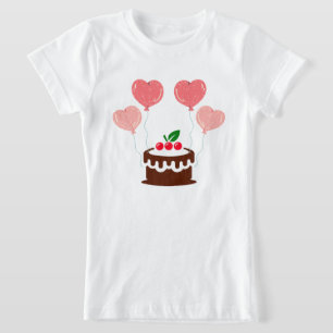 Camiseta Bolo de Aniversário Menina Impresso