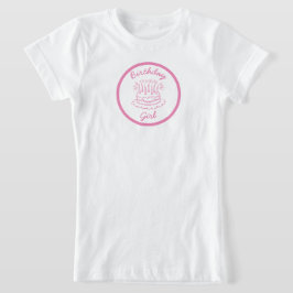 Camiseta Bolo de Aniversário Rosa Vintage