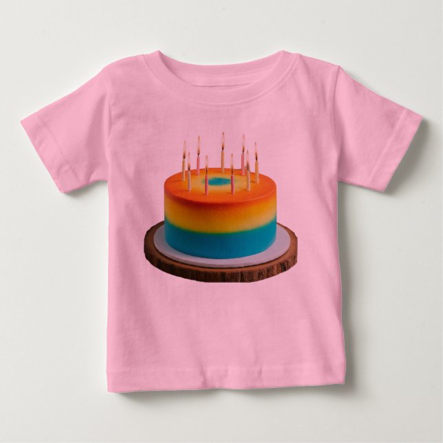 Camiseta Bolo de Birthday de Baby Fine Jersey (Frente)