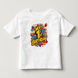 Camiseta Bolo De Cookies E Balões Do Meu 1º Aniversário 