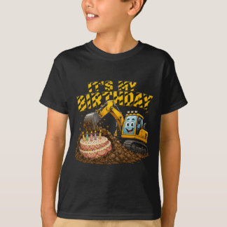 Camiseta Bolo de Escavadeira de Construção para Menino de A