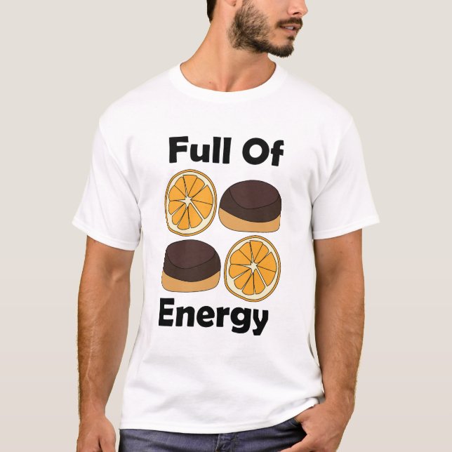 Camiseta Bolo de Laranja de Chocolate Jaffa Cheio de Energi (Frente)