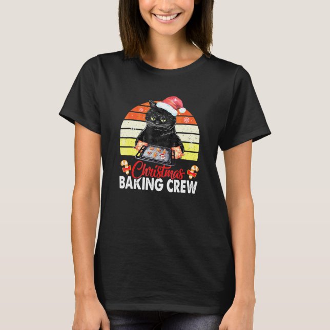 Camiseta Bolo De Natal De Gato Assando Biscoito Creew Xmas (Frente)
