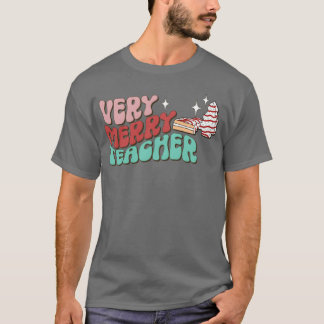 Camiseta Bolo de Natal do Professor Muito Feliz Feliz Natal