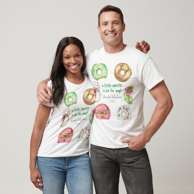 Camiseta Bolo de Natal e donuts no chá de bebê (Unissex)