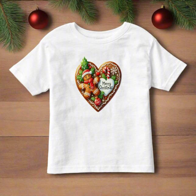 Camiseta Bolo de Natal Gingerbread Homem Coracao Natal Feli (Criador carregado)