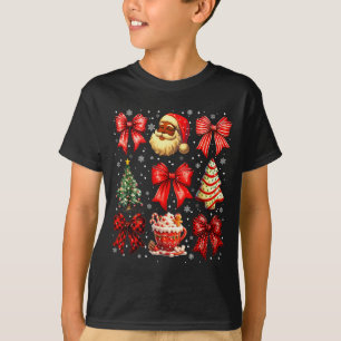 Camiseta Bolo de Natal Preto Fofo Papai Noel Árvore de Nata
