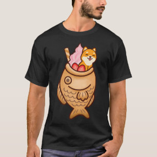 Camiseta Bolo de Peixe Taiyaki Japonês & Sorvete Kawaii Shi