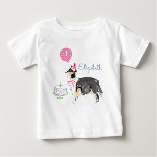 Camiseta Bolo de primeiro aniversario Collie Cachorro Cacho