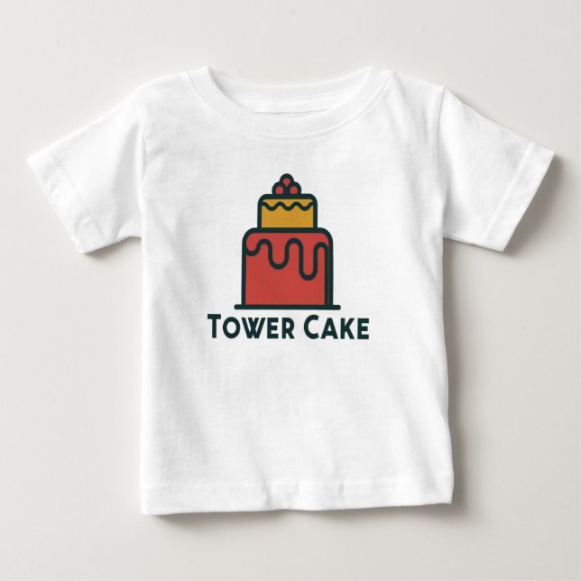 Camiseta Bolo de Torre Adorável Bebê Jersey Fino (Frente)