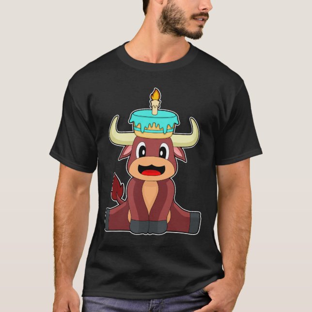Camiseta Bolo de Vela de Aniversário Bull (Frente)