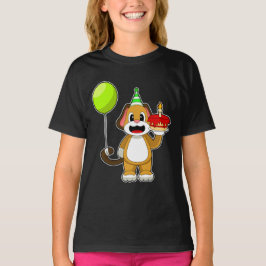 Camiseta Bolo de Vela de Aniversário do Cão