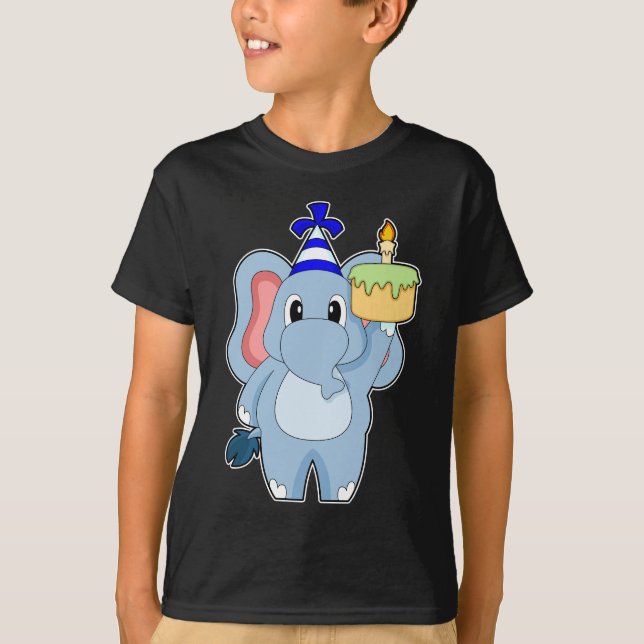 Camiseta Bolo de Vela de Aniversário do Elefante (Frente)
