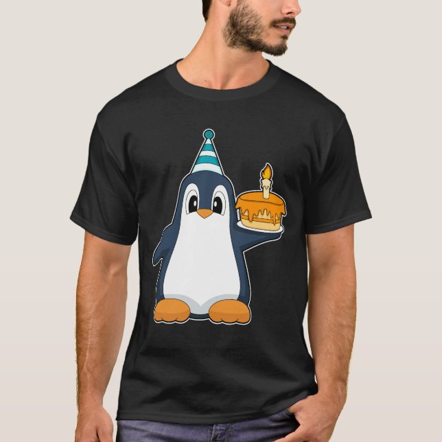 Camiseta Bolo de Vela de Aniversário do Pinguim (Frente)