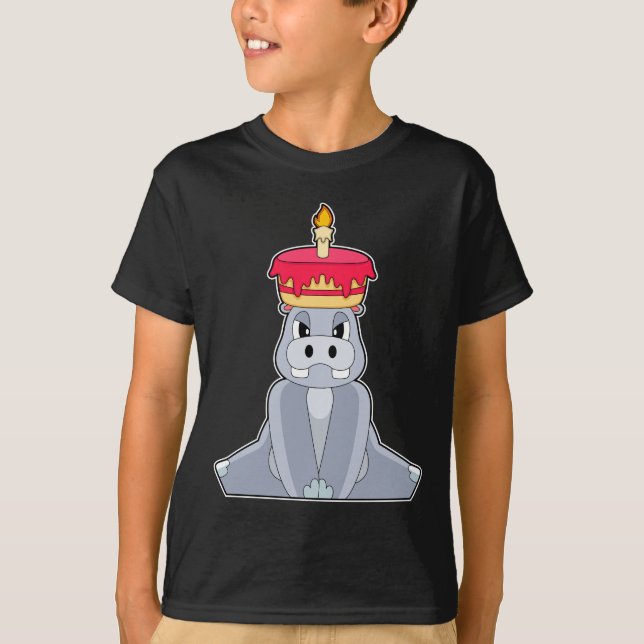 Camiseta Bolo de Vela de Hippo Birthday (Frente)
