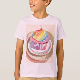 Camiseta Bolo de xícara arco-íris