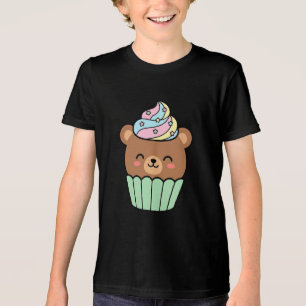 Camiseta Bolo de xícara do Urso Kawaii Adorável com Frostin