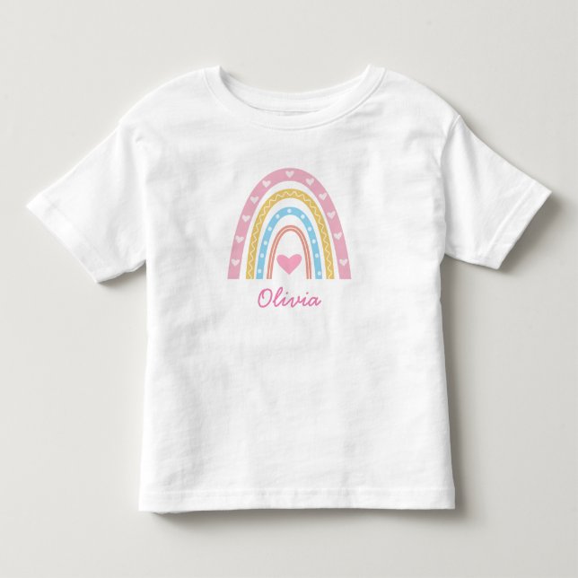 Camiseta Bolo Personalizado boho arco-íris Menina bebê  (Frente)