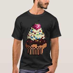 Camiseta Bolo Pixel 8 bit Retro Jogo Byte Faminto Cake Fo