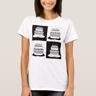 Camiseta Bolo Preto Branco Xadrez Impressão em Bloco