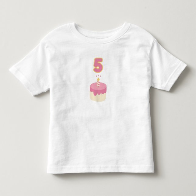 Camiseta bolo rosa de 5 aniversário (Frente)