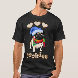 Camiseta Bolos de amor /Pug adora cookies/ Pug engraçado/Ca