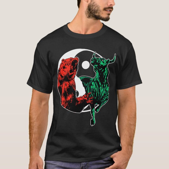 Camiseta Bolsa Bull Bear Ying Yang Stonks Equilíbrio Em (Frente)