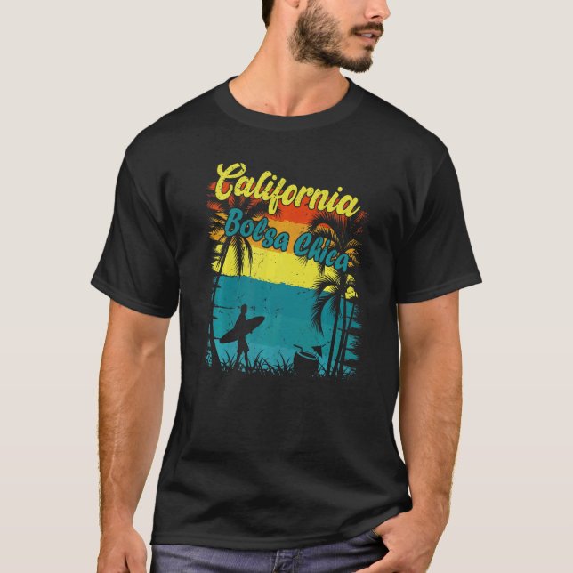 Camiseta Bolsa Chica California Beach Surf Ca Retro Vacatio (Frente)