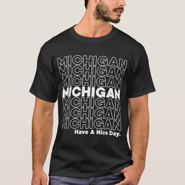 Camiseta Bolsa de compra Michigan Obrigado Estado (Frente)