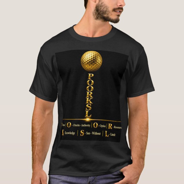 CAMISETA BOLSA DE GOLFE POORKSL DOURADA (Frente)