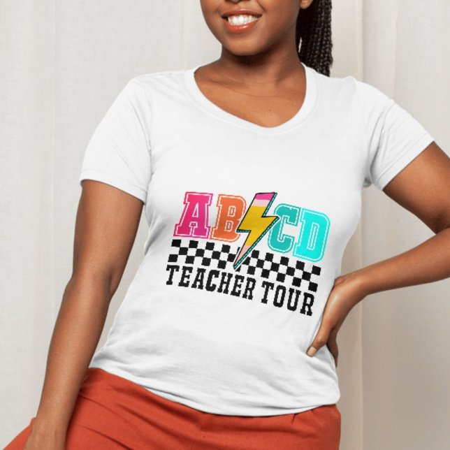 Camiseta Bolsa de raios ABCD Retro Rock - Cor Negrito (Retro Rock ABCD Lightning Bolt)