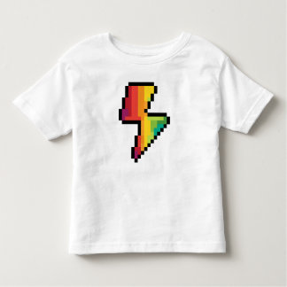 Camiseta Bolsa de Relâmpago Flash Pixel em cores arco-íris
