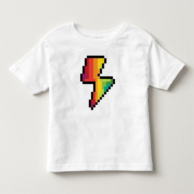 Camiseta Bolsa de Relâmpago Flash Pixel em cores arco-íris (Frente)