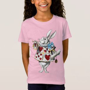 Camiseta Bolsa do Coelho Branco Alice Wonderland Hearts