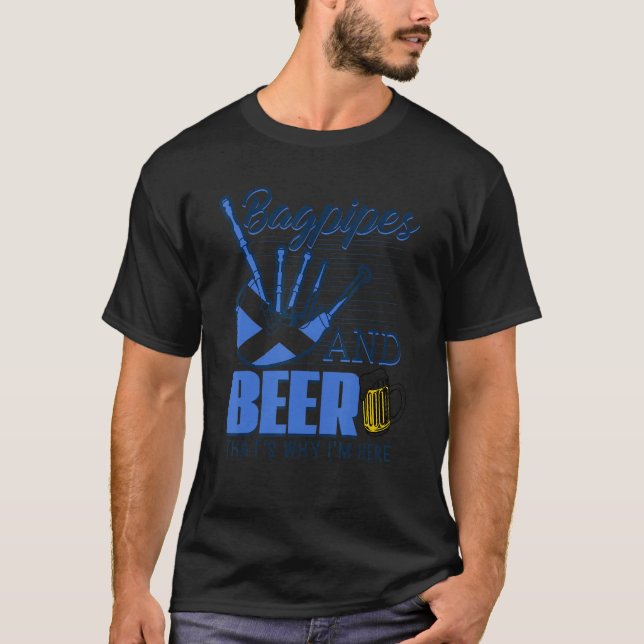 Camiseta Bolsas e Cerveja Por Isso Estou Aqui Bandeira Esco (Frente)