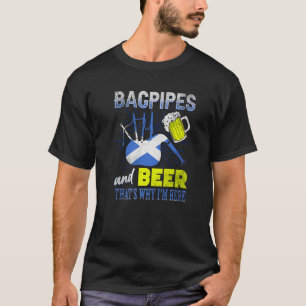 Camiseta Bolsas e Cerveja Por Isso Estou Aqui Bandeira Esco