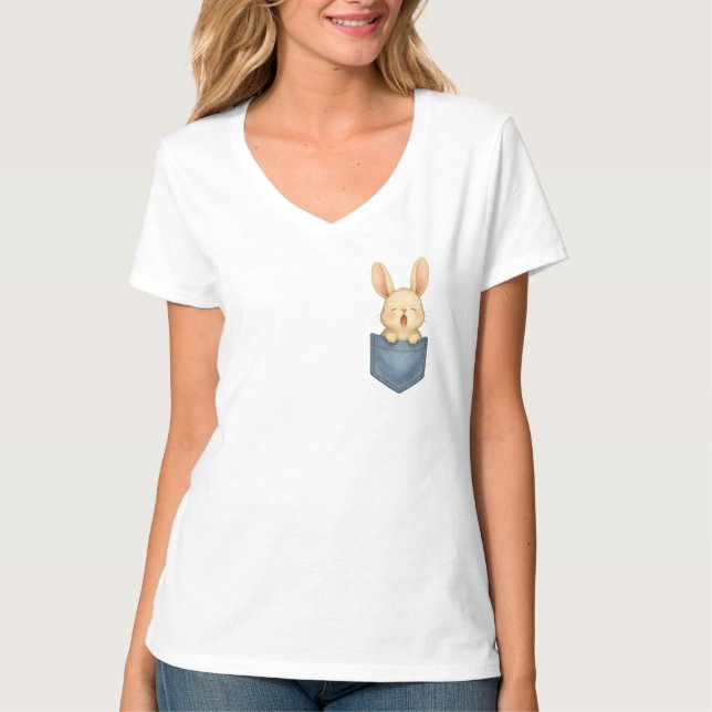 Camiseta Bolsinho de Coelho Sonolento (Frente)