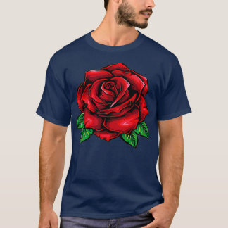 Camiseta Bolso de Amor Romântico com Flor de Rosa vermelha