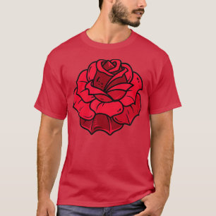Camiseta Bolso de Amor Romântico com Flor de Rosa vermelha 