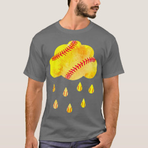 Camiseta Bolso De Chuva De Nuvens De Softball Para Mulheres