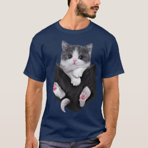 Camiseta Bolso de Gata Branca Adorável de Kitten 
