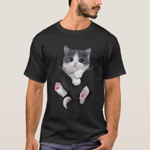 Camiseta Bolso de Gata Branca Adorável de Kitten