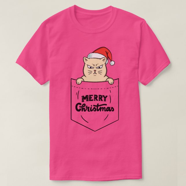 Camiseta Bolso de natal Feliz Gato (Frente do Design)