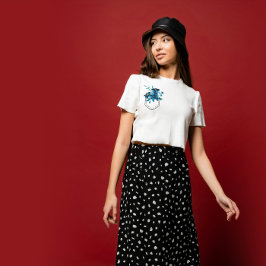 Camiseta Bolso impresso com flores azuis