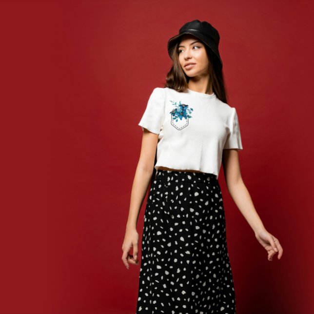 Camiseta Bolso impresso com flores azuis (Criador carregado)