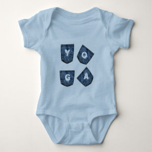 Camiseta Bolsos de Mock Denim - Roupas de Yoga Bebê