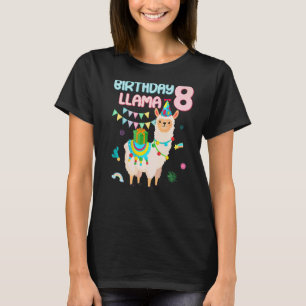 Camiseta Bom aniversário Llama 8 anos Themed Alpaca