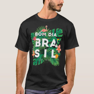 Camiseta Bom Dia Brasil América do Sul Flamingo Palm & Fllo