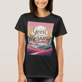 Camiseta Bom dia Caligrafia Paisagem negra